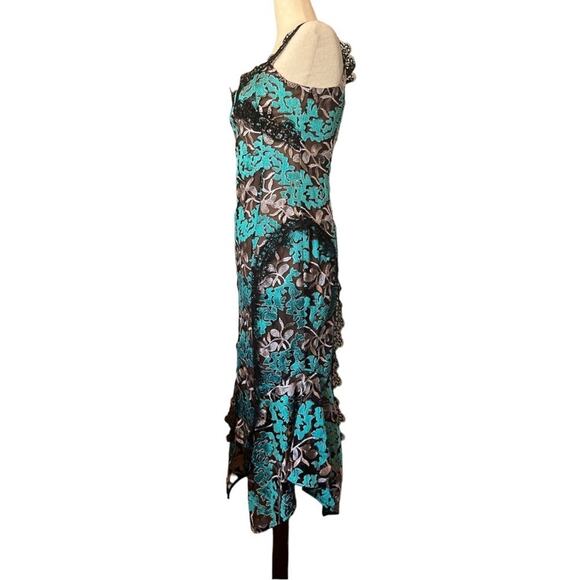 NWT Elliatt Quartz Dress Gown Peacock Black Teal Lace Brocade Embroidery Sm - Picture 5 of 16